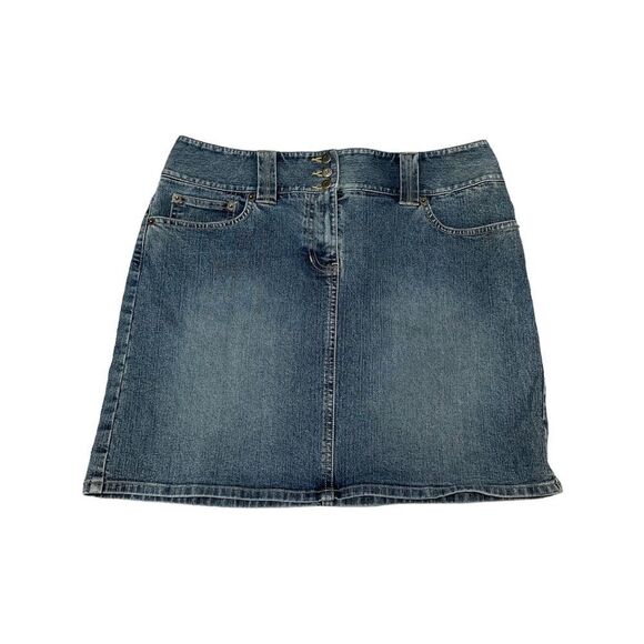 Ann Taylor LOFT Denim Button Fly Skirt - Picture 1 of 6